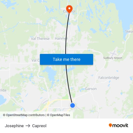 Josephine to Capreol map