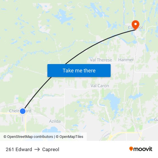 261 Edward to Capreol map