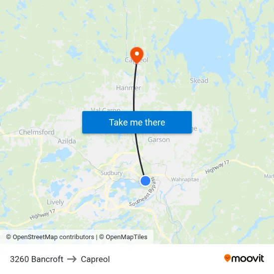 3260 Bancroft to Capreol map