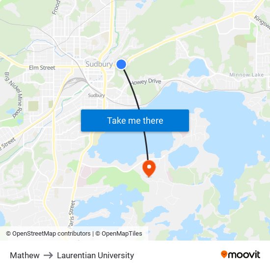 Mathew to Laurentian University map