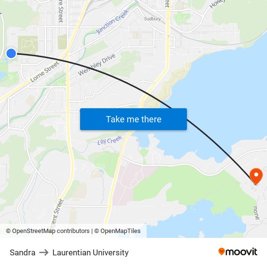 Sandra to Laurentian University map