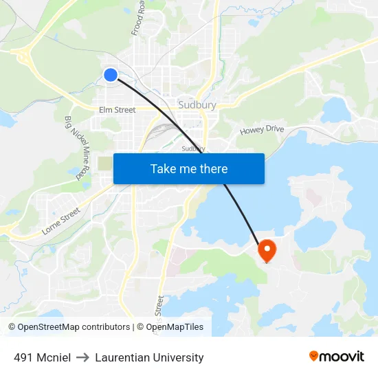 491 Mcniel to Laurentian University map
