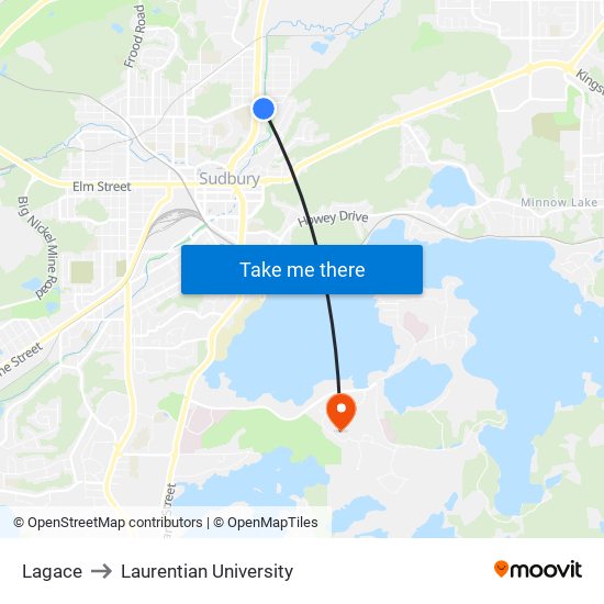Lagace to Laurentian University map