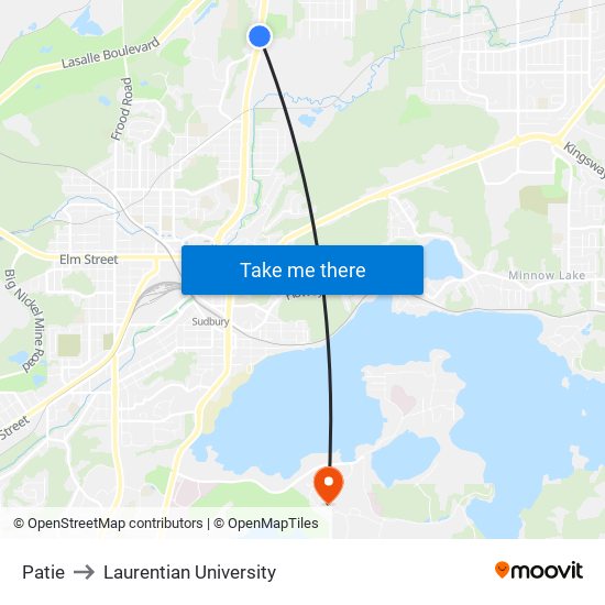 Patie to Laurentian University map