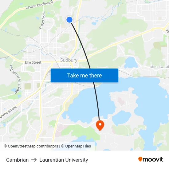 Cambrian to Laurentian University map