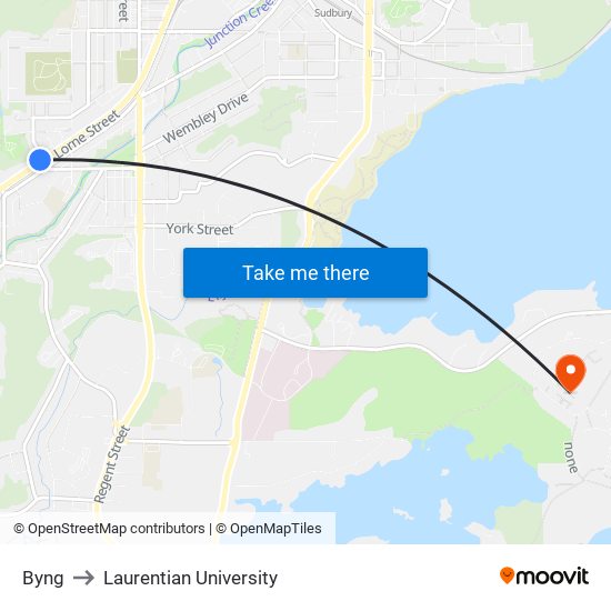 Byng to Laurentian University map