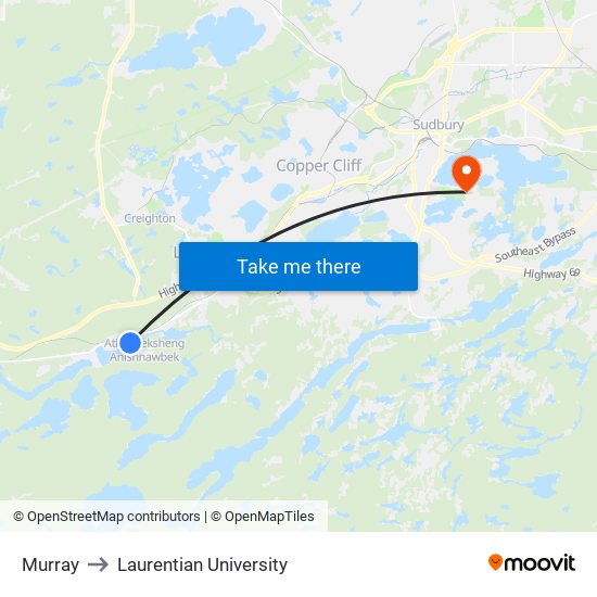 Murray to Laurentian University map