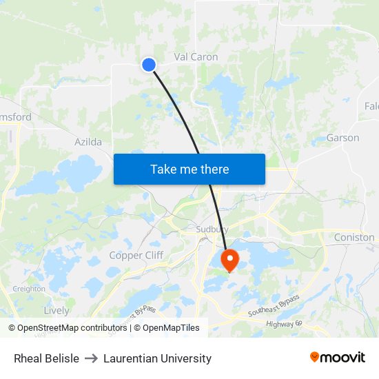 Rheal Belisle to Laurentian University map