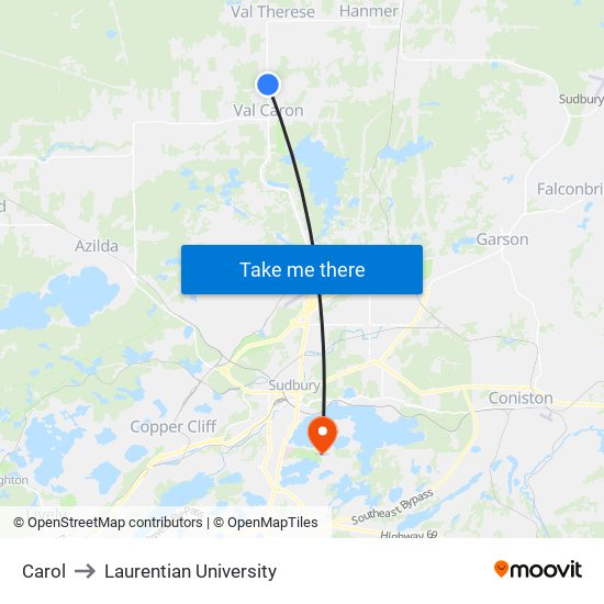 Carol to Laurentian University map