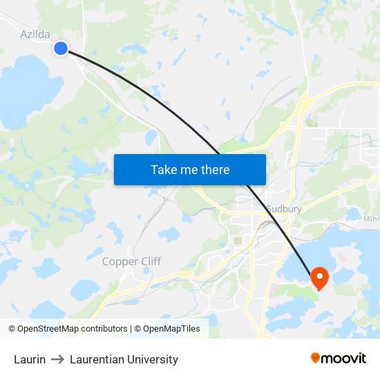 Laurin to Laurentian University map