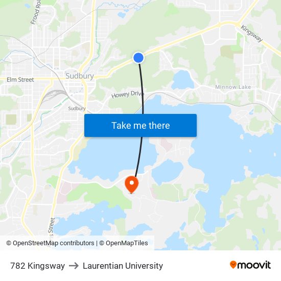 782 Kingsway to Laurentian University map