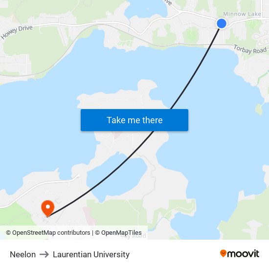 Neelon to Laurentian University map
