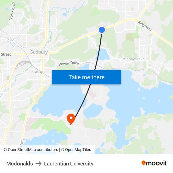 Mcdonalds to Laurentian University map