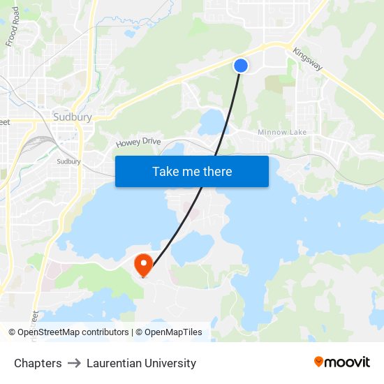 Chapters to Laurentian University map