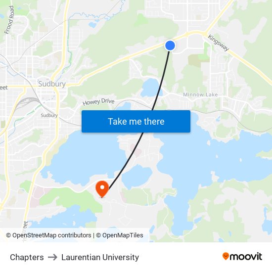 Chapters to Laurentian University map