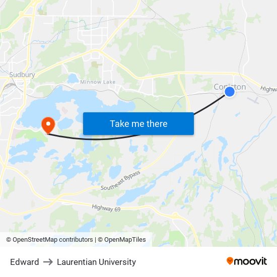 Edward to Laurentian University map