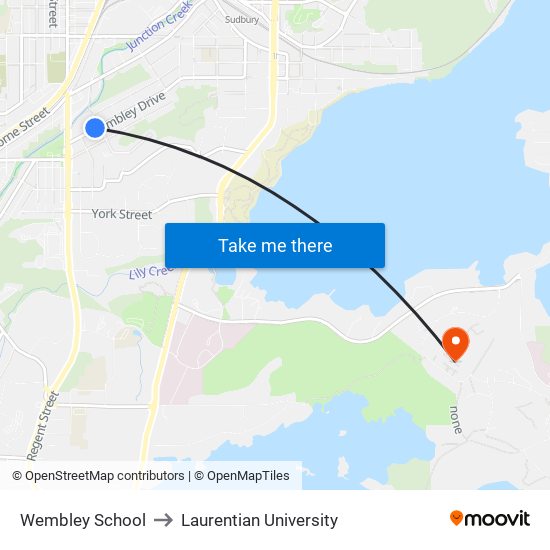 Wembley School to Laurentian University map