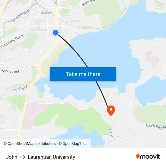 John to Laurentian University map