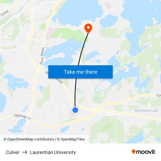 Culver to Laurentian University map