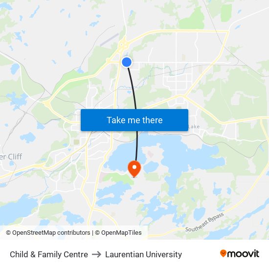 Child & Family Centre to Laurentian University map