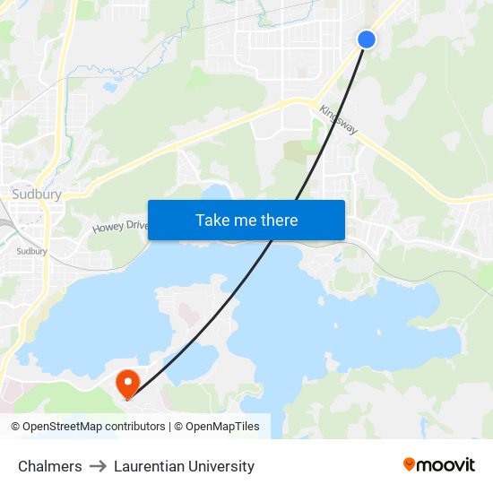 Chalmers to Laurentian University map