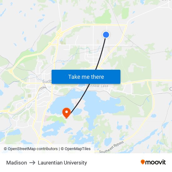 Madison to Laurentian University map