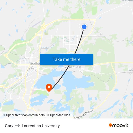 Gary to Laurentian University map