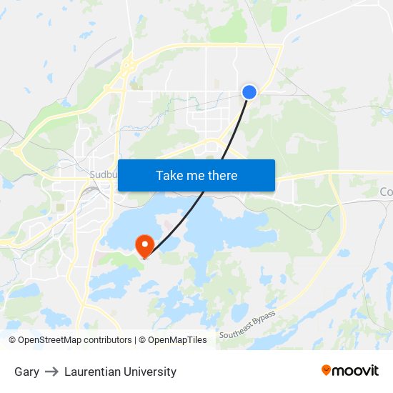 Gary to Laurentian University map