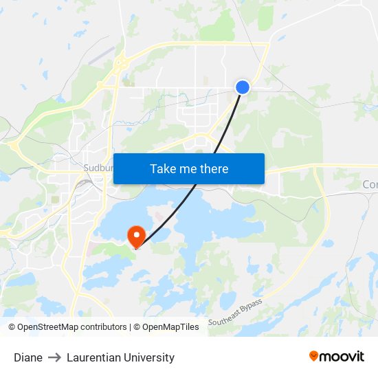 Diane to Laurentian University map