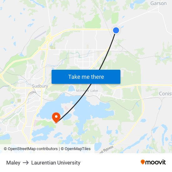 Maley to Laurentian University map