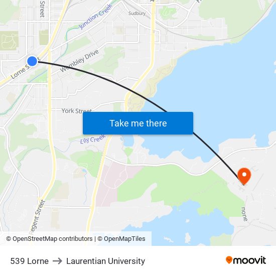 539 Lorne to Laurentian University map