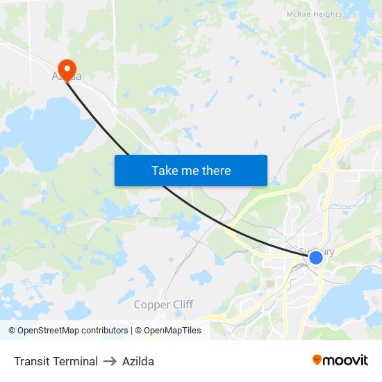 Transit Terminal to Azilda map