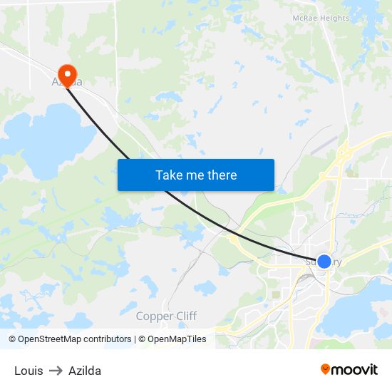 Louis to Azilda map