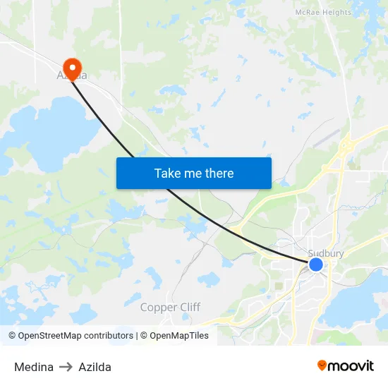 Medina to Azilda map