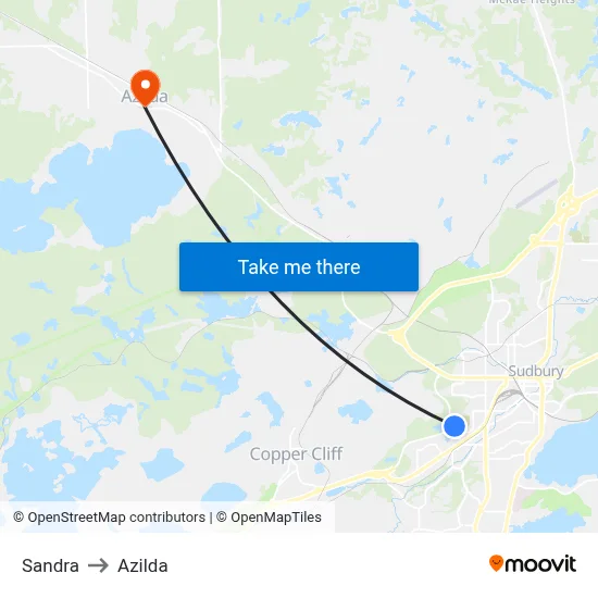 Sandra to Azilda map