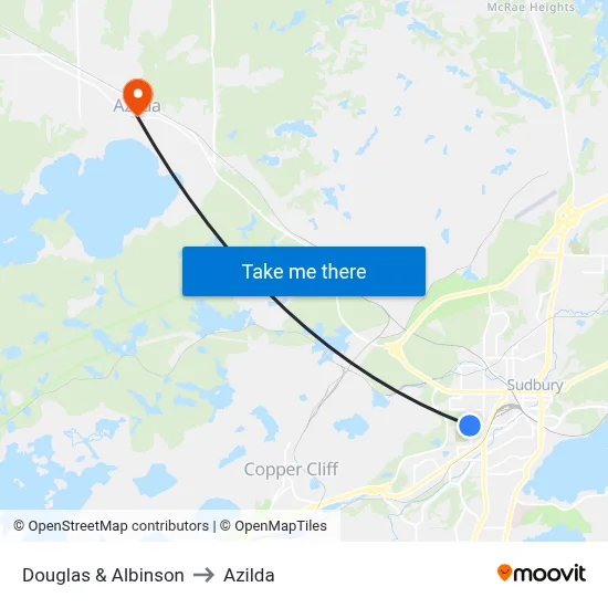 Douglas & Albinson to Azilda map