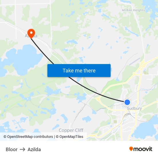 Bloor to Azilda map