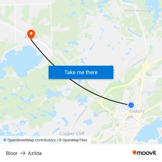 Bloor to Azilda map