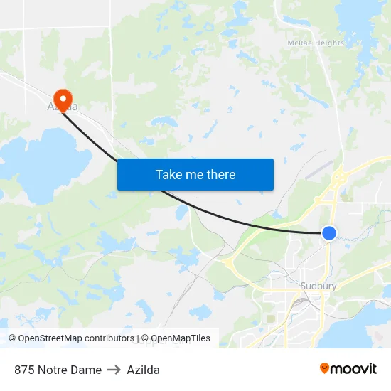 875 Notre Dame to Azilda map