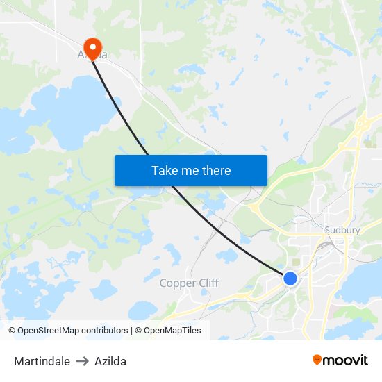 Martindale to Azilda map