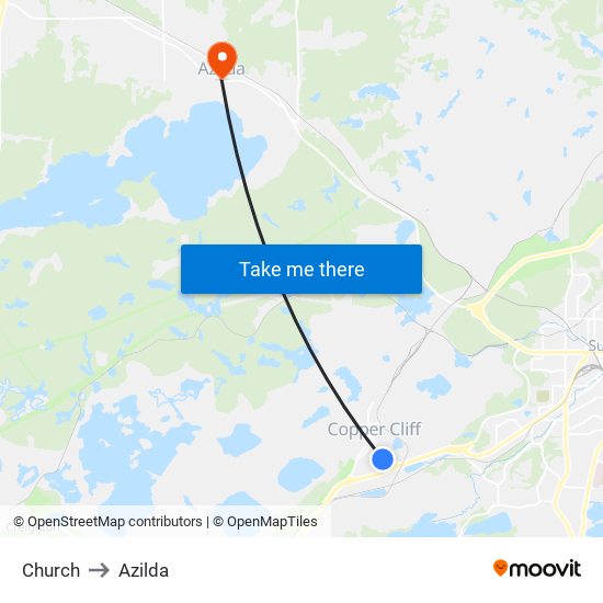 Church to Azilda map