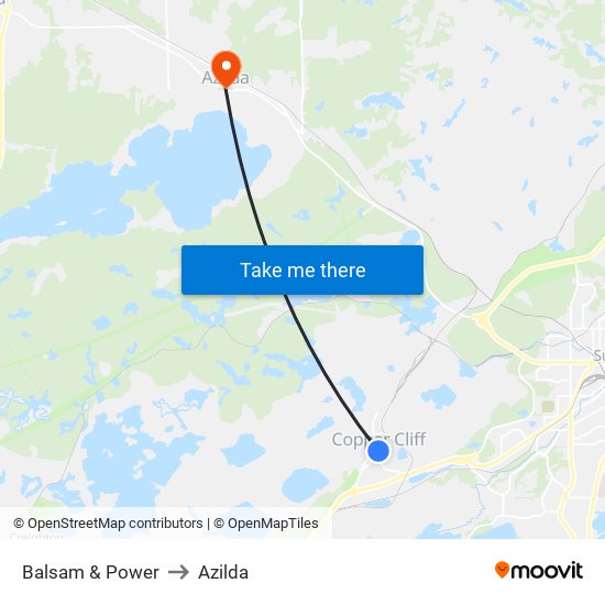 Balsam & Power to Azilda map