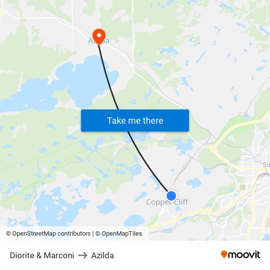 Diorite & Marconi to Azilda map