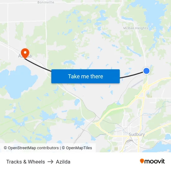Tracks & Wheels to Azilda map