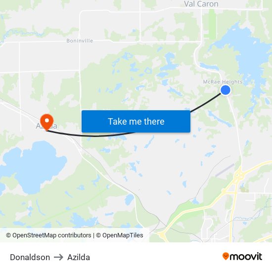 Donaldson to Azilda map