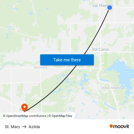 St. Mary to Azilda map