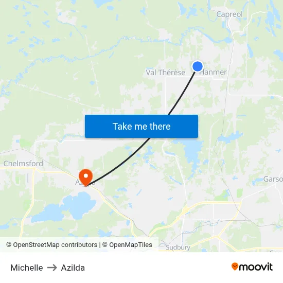 Michelle to Azilda map