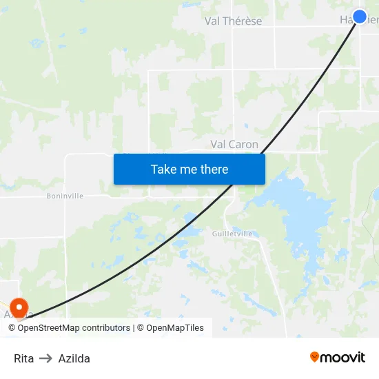Rita to Azilda map