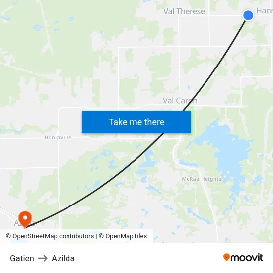 Gatien to Azilda map