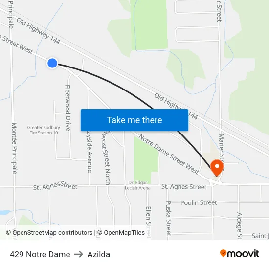 429 Notre Dame to Azilda map